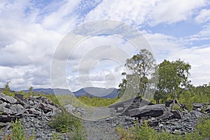 Slate hut, in a slate quarry in Little Langdale, in Coniston, in the Lake District, in August, 2020.