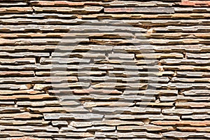 Slate Stone Wall in The Sunshine for Abstract Background