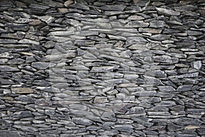 Slate stone wall texture background . Panoramic view