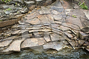 The slate stones on the banks
