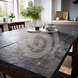 Slate Tiled Kitchen Dining Table With Fujifilm Natura 1600 Style