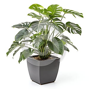 Slated Philodendron Plant Isolated on White Background