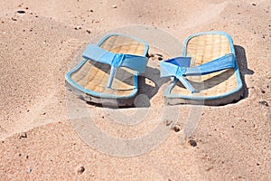 Slates on the sand beach