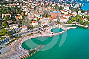 Slatina beach in Opatija aerial panoramic view