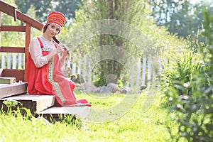 Slav woman in dress traditional