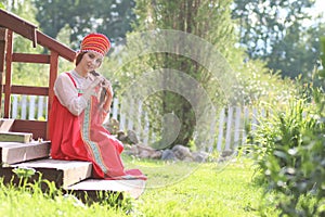 Slav woman in dress traditional