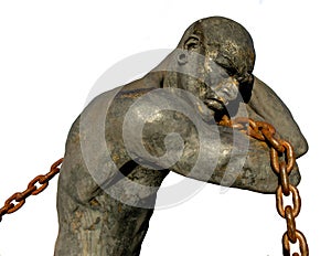 Slave Carrying a Chain, Isolated on White Background photo