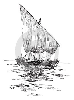 Slave Dhow, vintage illustration