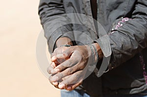 Slave Symbol - African Black Man with Hands Rope