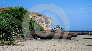Slavery fortress and cannons on Goree island, Dakar, Senegal