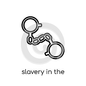 slavery in the united states icon. Trendy modern flat linear vector slavery in the united states icon on white background from th