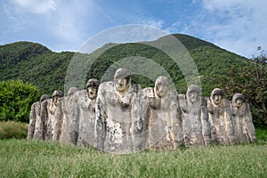 Slaves memorial with statues sculptures caribbean