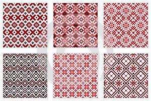 Slavic folk embroidery seamless patterns set photo