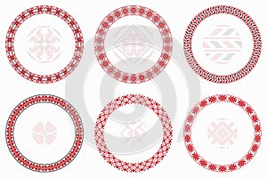 Slavic geometric round patterns set