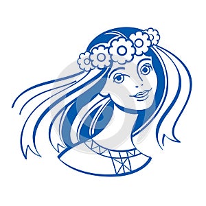 Slavic girl in a wreath of flowers
