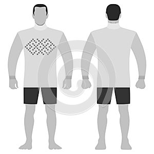 Slavic grey shirt vyshivanka fashion man body full length template