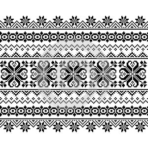 Ukrainian, Belarusian folk art vector seamless pattern, long cross-stitch ornament inpired by folk art - Vyshyvanka photo