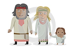 Slavs. People in national dress. National clothes. Vector illustration.