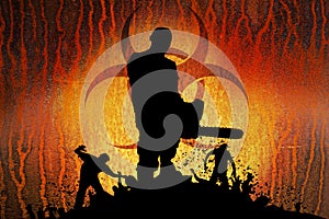 Slayer with chainsaw horizontal