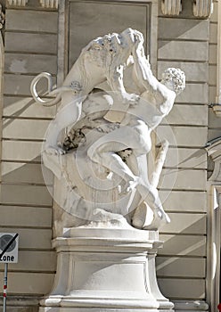 Slaying the Nemean Lion, Labors of Hercules Statue, The Reichkanzleitrakt, Hofburg Palace, Vienna, Austria