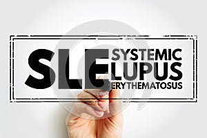 SLE Systemic Lupus Erythematosus - autoimmune disorder characterized by antibodies to nuclear and cytoplasmic antigens, acronym photo