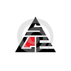 SLE triangle letter logo design with triangle shape. SLE triangle logo design monogram. SLE triangle vector logo template with red