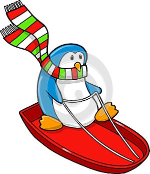 Sledding Holiday Penguin