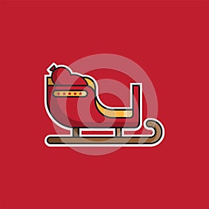 Sledge Christmas illustration Icon or striker  design