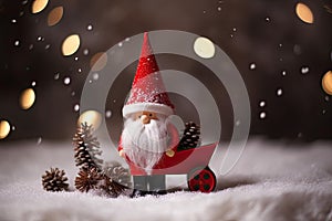 sledge gift season winter snow lights fairy bokeh card greeting gnome Christmas