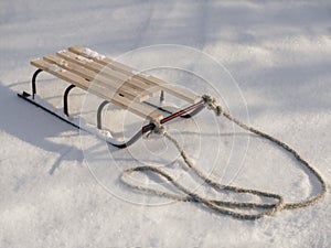 Sledge in Snow, Winter Holidays.