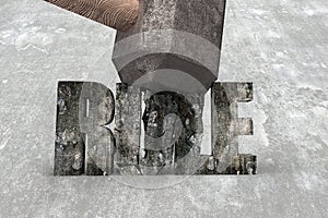 Sledgehammer smashing rule concrete word cracked