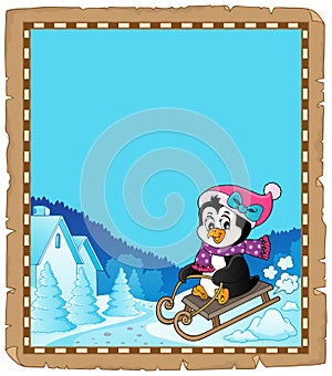 Sledging penguin theme parchment 2