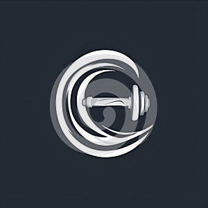 Minimalistic Futuristic Communication Logo with Flowing Wave and Dumbbell Symbol photo