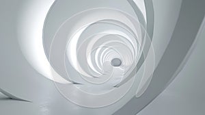 Sleek architectural design of a circular white corridor creates a sense of infinity and modernity