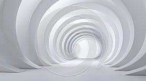 Sleek architectural design of a circular white corridor creates a sense of infinity and modernity