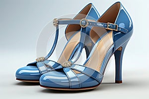 Sleek Azure Blue Patent Leather Heels