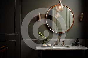 Sleek Bathroom sink mirror design. Generate Ai