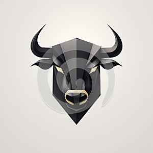 Sleek Black Bull Head Icon - Vector Illustration photo