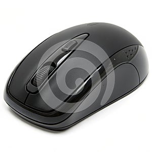Black computer mouse isolated on white