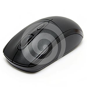 Black computer mouse isolated on white