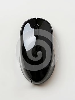 Sleek Black Computer Mouse Isolated on White