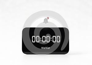 Modern black digital timer displaying zero time against a clean white background