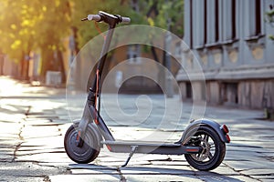 Sleek black electric scooter on an empty street photo
