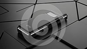 Sleek black electronic device with smooth rectangular design