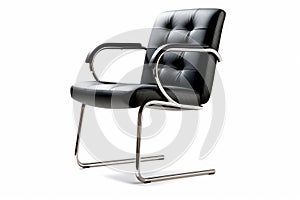 Sleek Black Faux Leather Chair: Modern Simplicity and Ergonomic Support