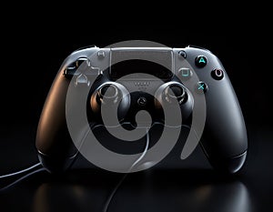 Sleek Black Gaming Controller: Dramatic Studio Lighting