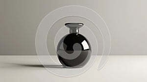 Sleek Black Glass Perfume Bottle on Neutral Background