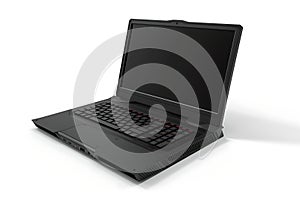 Sleek black laptop closed on white background. modern portable computer. ideal for business and education. AI