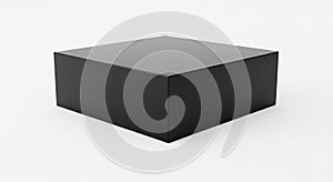 A sleek black rectangular box with a textured surface and rounded edges