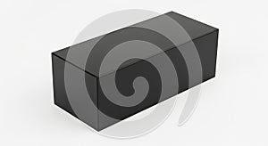 A sleek black rectangular box with a textured surface and rounded edges